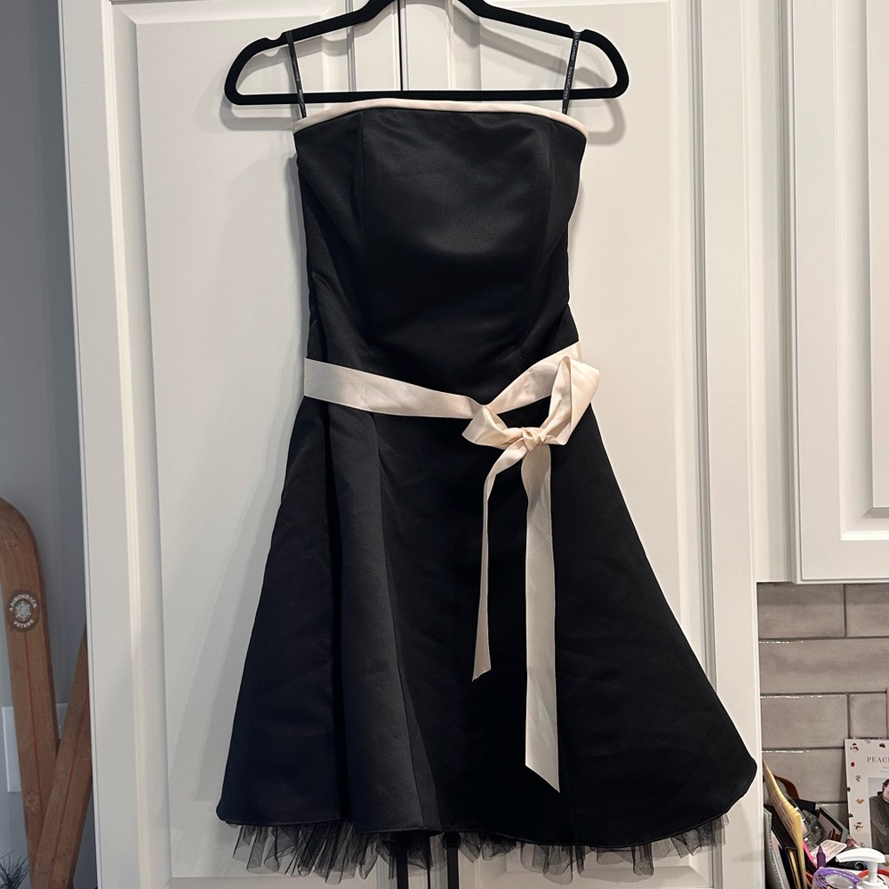 Jessica McClintock Vintage Black Satin Dress 7